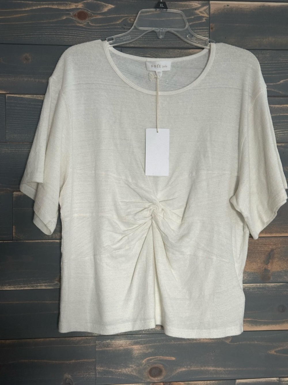 Soft Joie Cream Gathered-Front Short Sleeve Tee